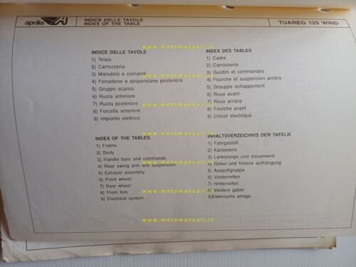 Aprilia 125 Tuareg 1988 catalogo ricambi TELAIO originale spare part …