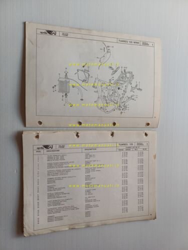 Aprilia 125 Tuareg 1988 catalogo ricambi TELAIO originale spare part …