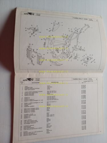 Aprilia 125 Tuareg Rally 1990 catalogo ricambi TELAIO originale FRAME …