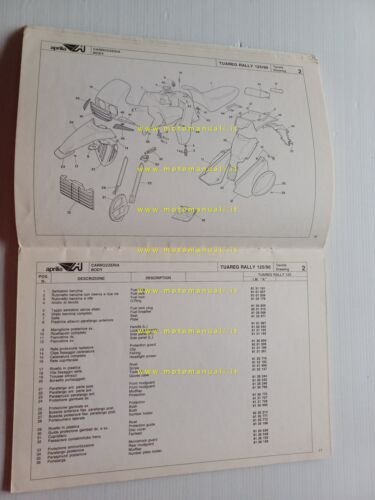 Aprilia 125 Tuareg Rally 1990 catalogo ricambi TELAIO originale FRAME …