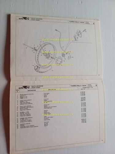 Aprilia 125 Tuareg Rally 1990 catalogo ricambi TELAIO originale FRAME …