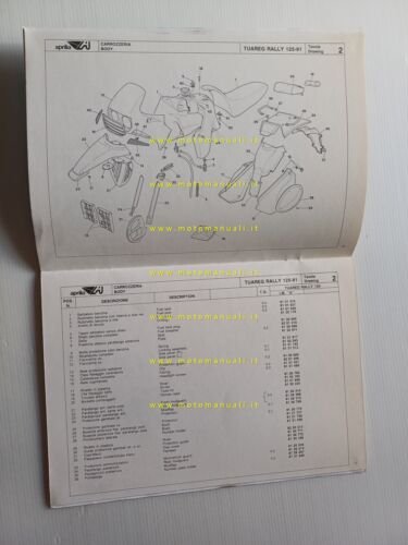 Aprilia 125 Tuareg Rally 1991 catalogo ricambi TELAIO originale spare …