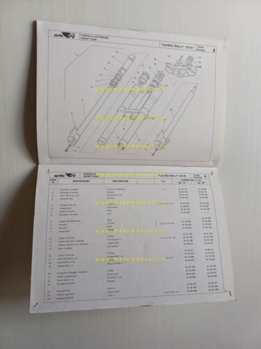 Aprilia 125 Tuareg Rally 1991 catalogo ricambi TELAIO originale spare …