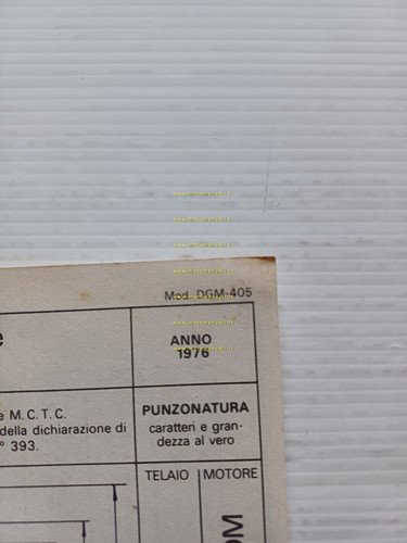 Aprilia 50 Under 21 ABN-A32 1976 Facsimile originale scheda omologazione …