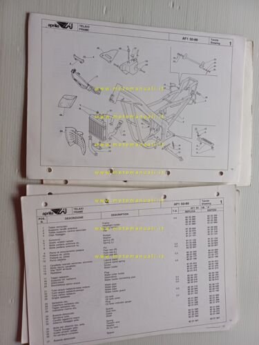 Aprilia 50 AF1 1989 catalogo ricambi TELAIO originale FRAME parts …