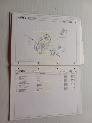 Aprilia 50 AF1 1989 catalogo ricambi TELAIO originale FRAME parts …