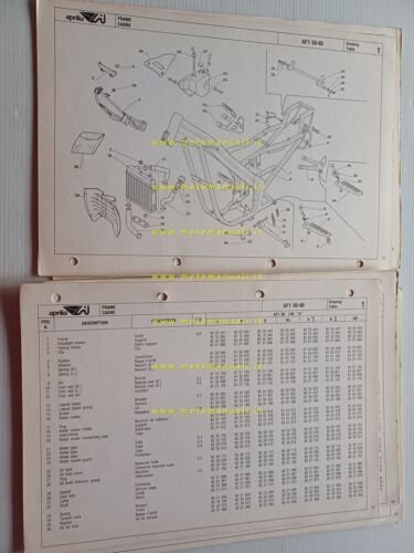 Aprilia 50 AF1 1990 catalogo ricambi TELAIO originale FRAME parts …