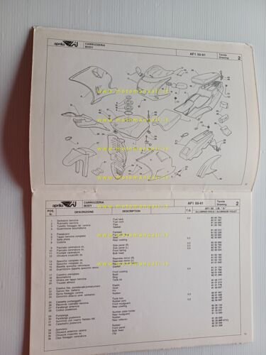 Aprilia 50 AF1 Futura 1991 catalogo ricambi TELAIO originale FRAME …