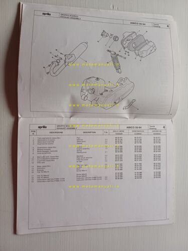 Aprilia 50 Amico 1994 catalogo ricambi TELAIO originale FRAME parts …