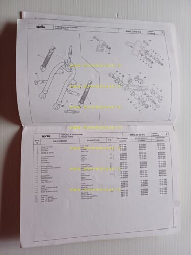 Aprilia 50 Amico 1994 catalogo ricambi TELAIO originale FRAME parts …