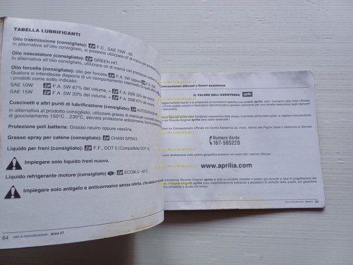 Aprilia 50 Area 51 scooter 1998 manuale uso manutenzione libretto …
