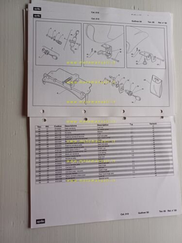 Aprilia 50 Gulliver 1995 catalogo ricambi TELAIO originale FRAME parts