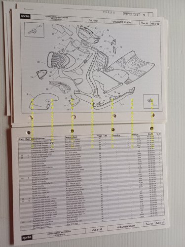 Aprilia 50 Gulliver Acqua 1997 catalogo ricambi TELAIO originale FRAME …