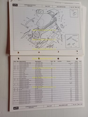 Aprilia 50 Gulliver Acqua 1997 catalogo ricambi TELAIO originale FRAME …