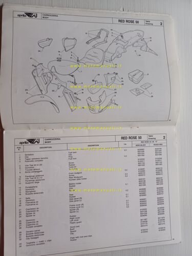 Aprilia 50 Red Rose 1991 catalogo ricambi TELAIO originale FRAME …