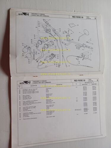Aprilia 50 Red Rose 1991 catalogo ricambi TELAIO originale FRAME …
