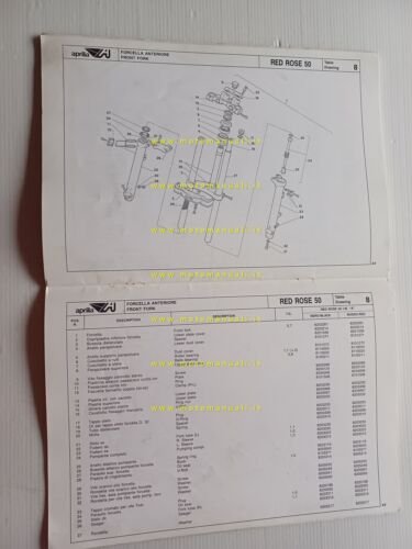 Aprilia 50 Red Rose 1991 catalogo ricambi TELAIO originale FRAME …