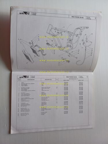 Aprilia 50 Red Rose 1992 catalogo ricambi TELAIO originale spare …