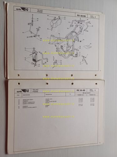 Aprilia 50 RX 1989 catalogo ricambi TELAIO originale FRAME parts …