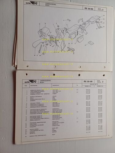 Aprilia 50 RX 1989 catalogo ricambi TELAIO originale FRAME parts …