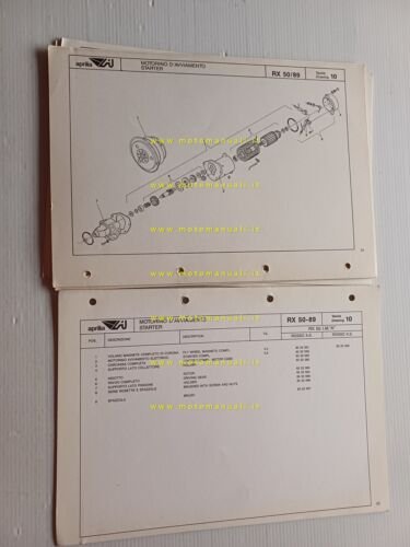 Aprilia 50 RX 1989 catalogo ricambi TELAIO originale FRAME parts …