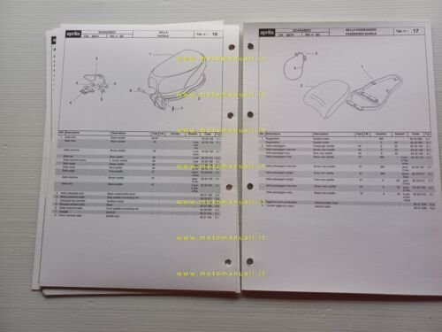 Aprilia 50 Scarabeo 1993-1997 catalogo ricambi TELAIO originale FRAME parts