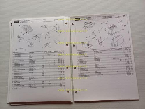 Aprilia 50 Scarabeo 1993-1997 catalogo ricambi TELAIO originale FRAME parts