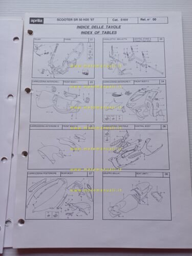 Aprilia 50 SR Acqua 1997 catalogo ricambi TELAIO originale FRAME …