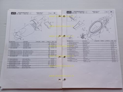 Aprilia 50 SR Acqua 1997 catalogo ricambi TELAIO originale FRAME …