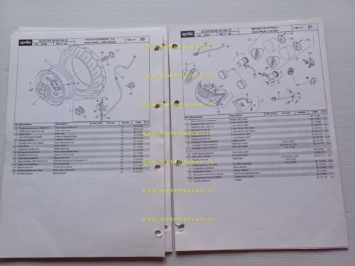 Aprilia 50 SR Acqua 1997 catalogo ricambi TELAIO originale FRAME …