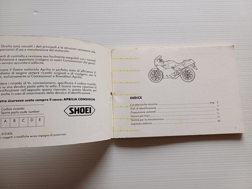 Aprilia AF1 125 1988 manuale uso manutenzione libretto originale