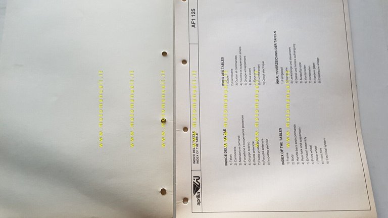 Aprilia AF1 125 catalogo ricambi TELAIO originale Frame parts catalog