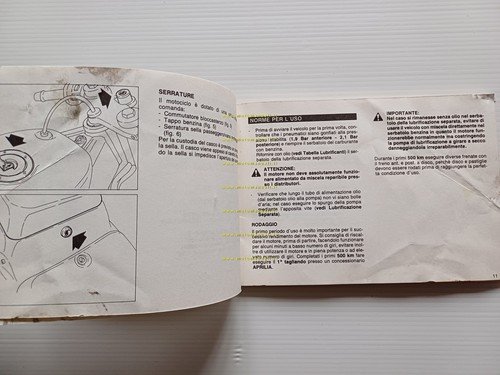Aprilia AF1 125 Futura manuale uso manutenzione libretto originale italiano