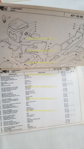 Aprilia AF1 50 1988 catalogo ricambi TELAIO originale Frame parts …
