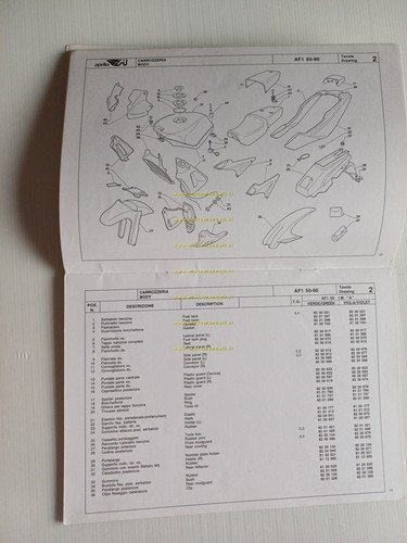 Aprilia AF1 50 Europa 1990 catalogo ricambi TELAIO originale part …