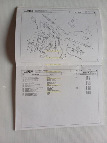 Aprilia AF1 50 Europa 1990 catalogo ricambi TELAIO originale part …