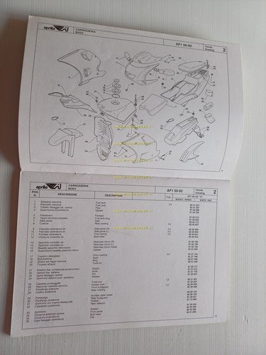 Aprilia AF1 50 Futura 1992 catalogo ricambi TELAIO originale