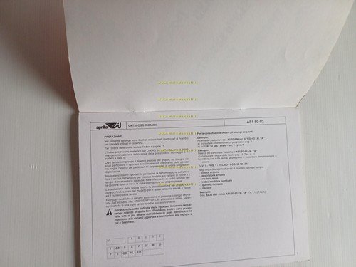 Aprilia AF1 50 Futura 1992 catalogo ricambi TELAIO originale frame …