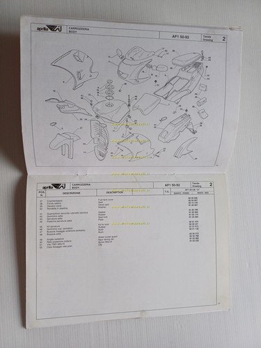 Aprilia AF1 50 Futura 1992 catalogo ricambi TELAIO originale frame …