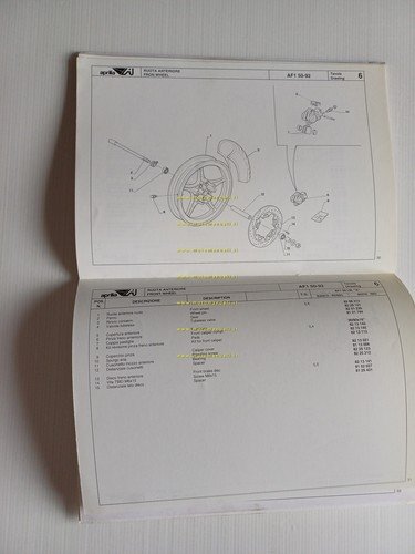 Aprilia AF1 50 Futura 1992 catalogo ricambi TELAIO originale frame …