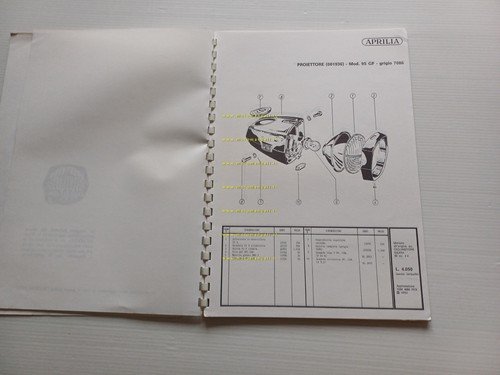 Aprilia aggiornamento 71 catalogo 1970 fari fanalini interruttori moto originale