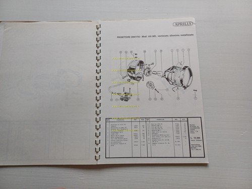 Aprilia aggiornamento 71 catalogo 1970 fari fanalini interruttori moto originale