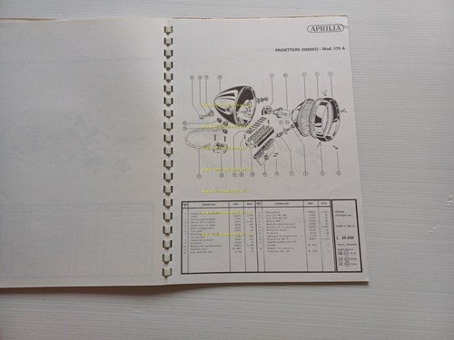 Aprilia aggiornamento 71 catalogo 1970 fari fanalini interruttori moto originale