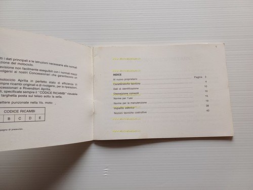 Aprilia AS 125 R 1985 manuale uso manutenzione originale italiano