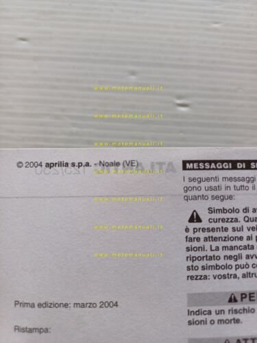 Aprilia Atlantic scooter 125 - 250 2004 manuale uso manutenzione …