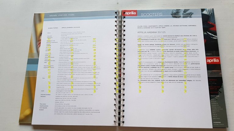 Aprilia cartella stampa modelli moto scooter 2001 originale press kit