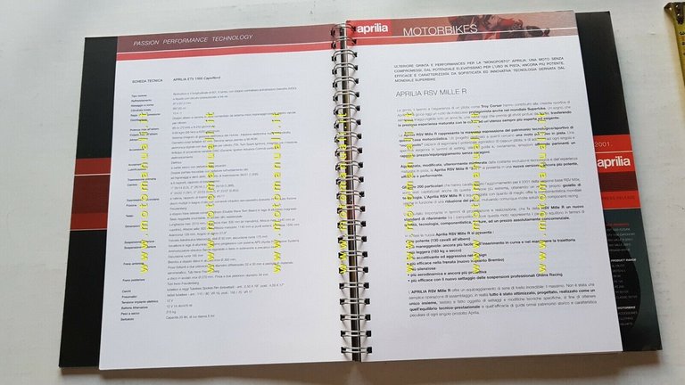 Aprilia cartella stampa modelli moto scooter 2001 originale press kit