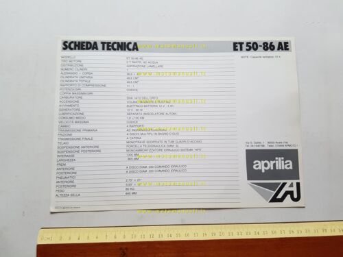 Aprilia ET 50 AE 1986 depliant italiano originale
