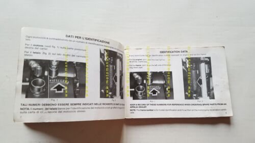 Aprilia ETX 350 1986 manuale uso manutenzione libretto originale owner's …