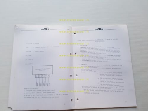 Aprilia Manuale Officina impianti elettrici anni 80 italiano originale